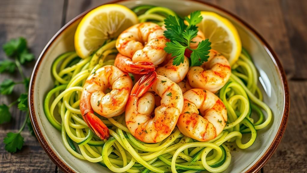 buttery garlicky shrimp with zucchini noodles