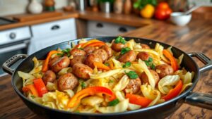 cabbage sausage low carb skillet