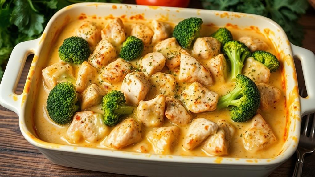 comforting low carb chicken and broccoli bake