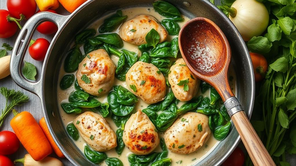 creamy spinach chicken skillet