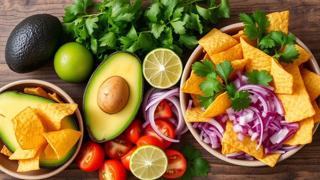 ingredients for delicious guacamole dish