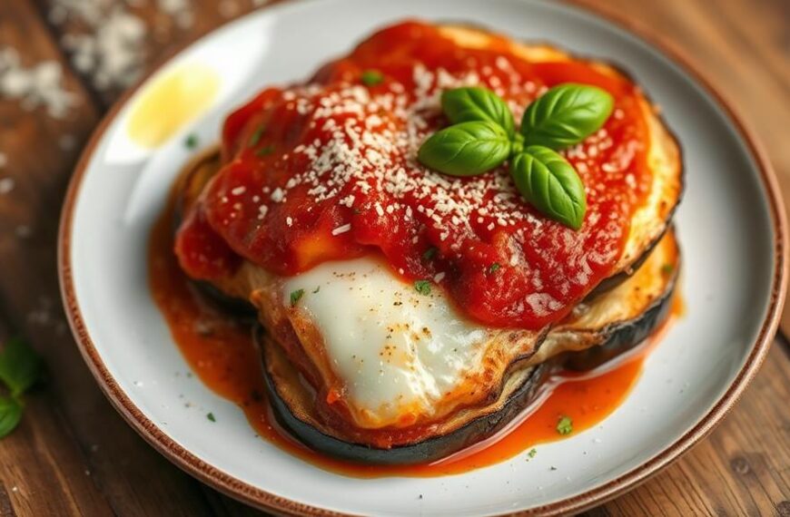 keto friendly baked eggplant parmesan dish