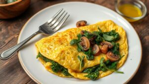 keto friendly mushroom spinach omelette