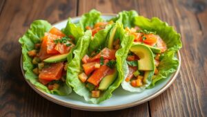keto friendly smoked salmon lettuce wraps