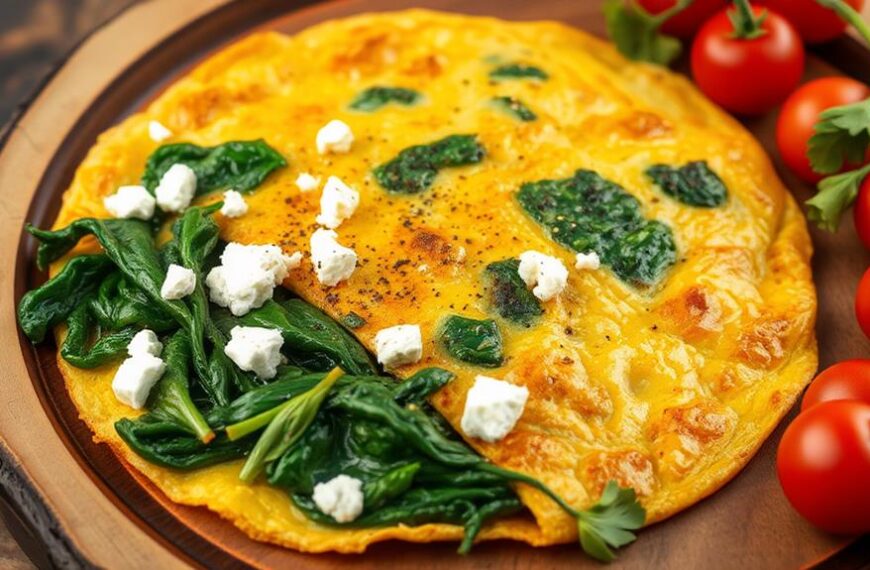 keto friendly spinach feta omelet