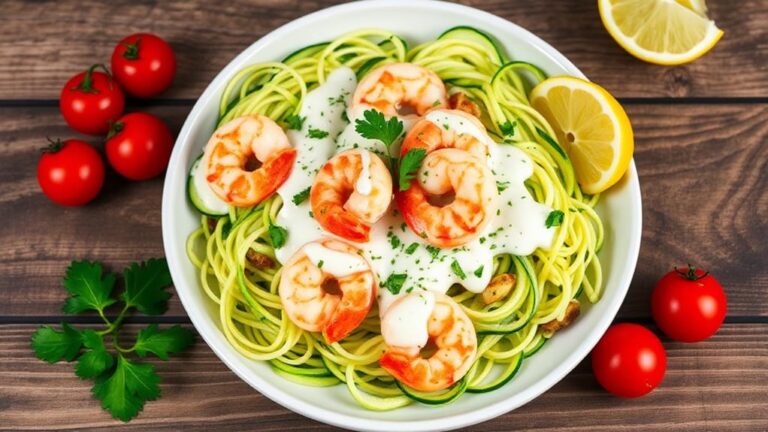 low carb zoodle shrimp alfredo