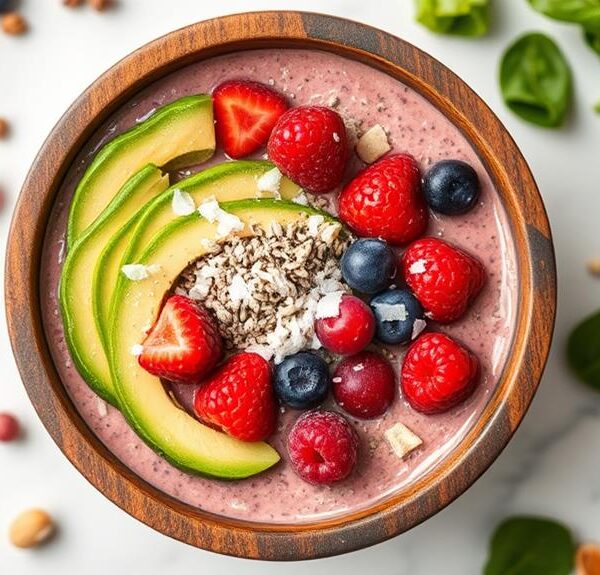 nutritious low carb breakfast smoothie bowl