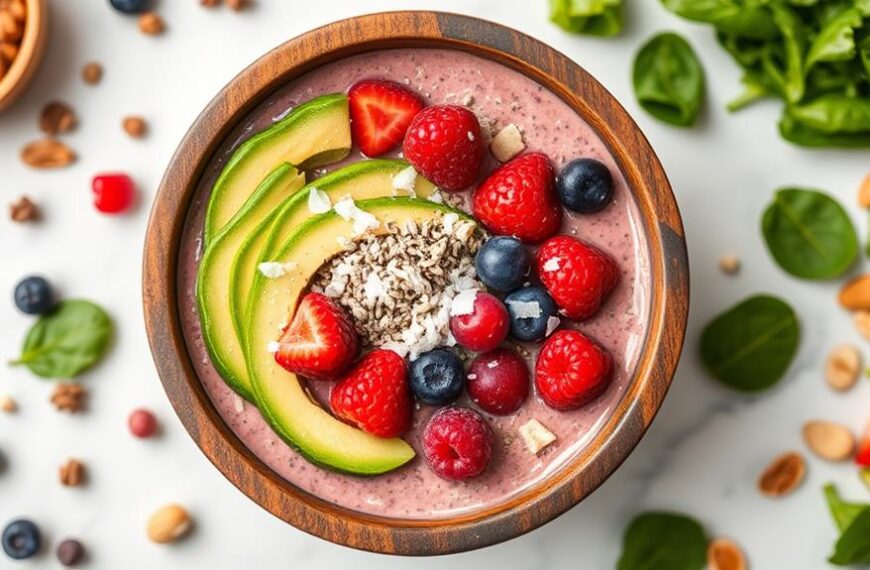 nutritious low carb breakfast smoothie bowl