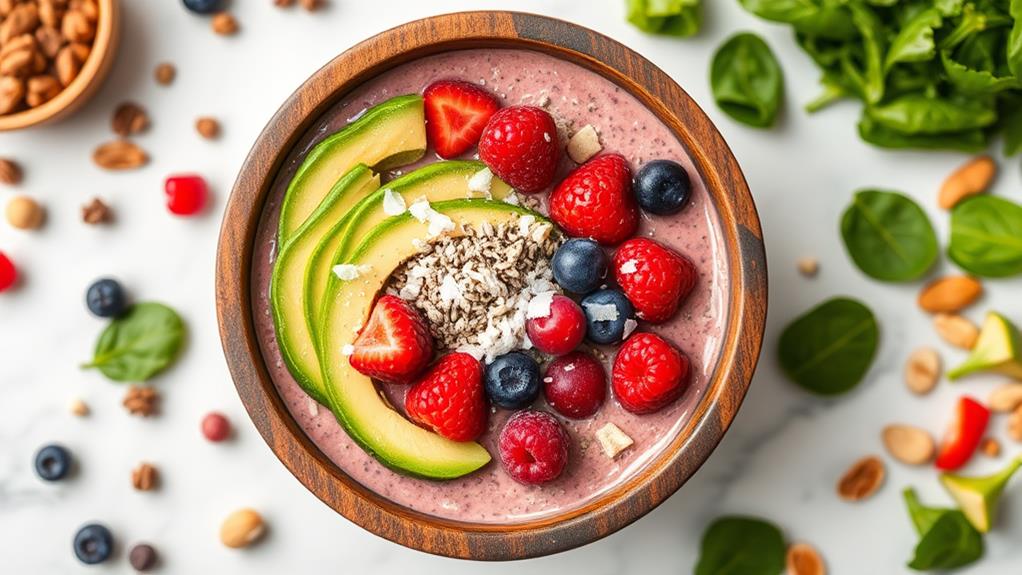 nutritious low carb breakfast smoothie bowl