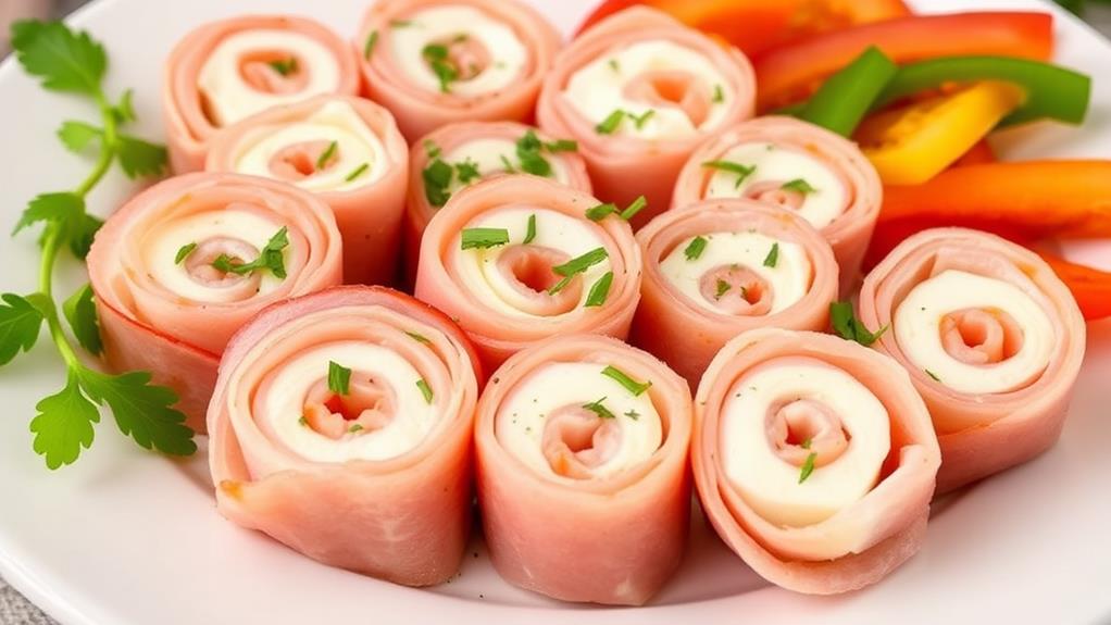 rolled ham and cheese snack